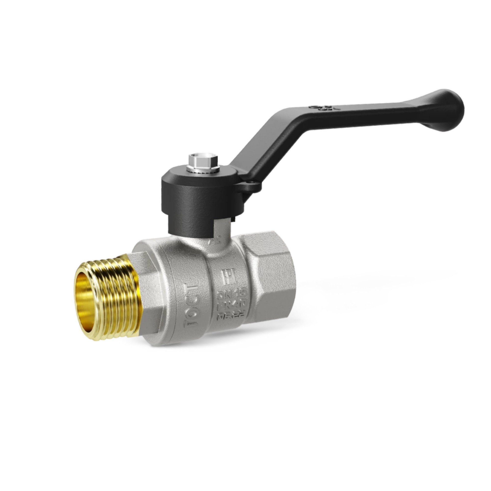 Кран шаровой латунный LD Pride 47.25.B-Н.Р Ду 25 Ру 40 вн-нр, рычаг