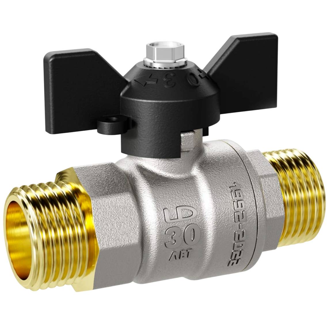 Кран шаровой латунный LD Pride 47.25.В-ГШ.Б Ду 25 Ру 40 вн-американка, бабочка