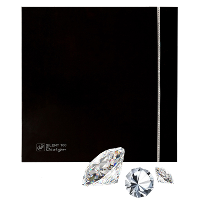 Накладной вентилятор Soler Palau SILENT-100 CZ BLACK DESIGN SWAROVSKI (черный)