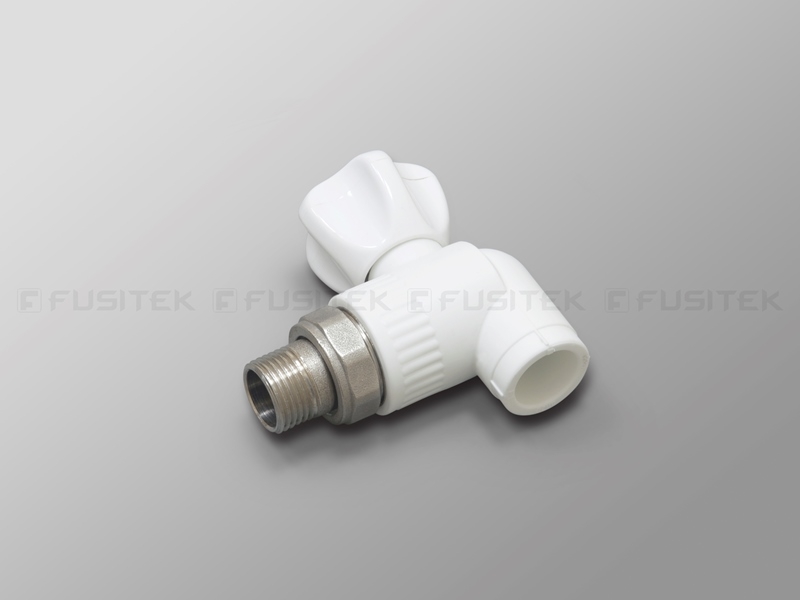 FUSITEK Угловой шаровый кран д/радиатора PPR белый - 25 x 3/4
