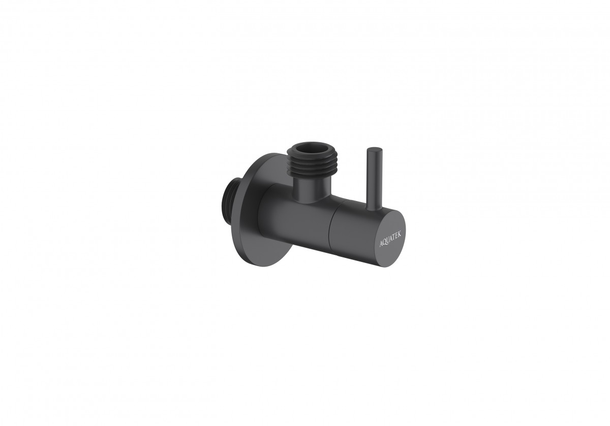 Кран запорный угловой Aquatek AQ2452MB (чёрный матовый)
