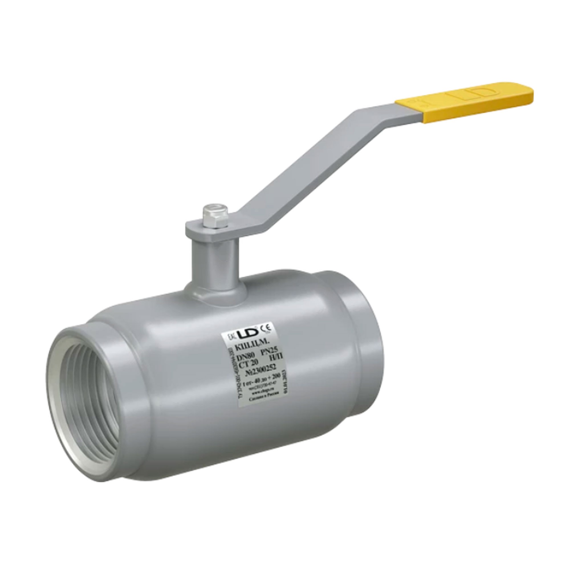 Кран шаровой стальной муфтовый LD Ду32 Ру40 полнопроходной