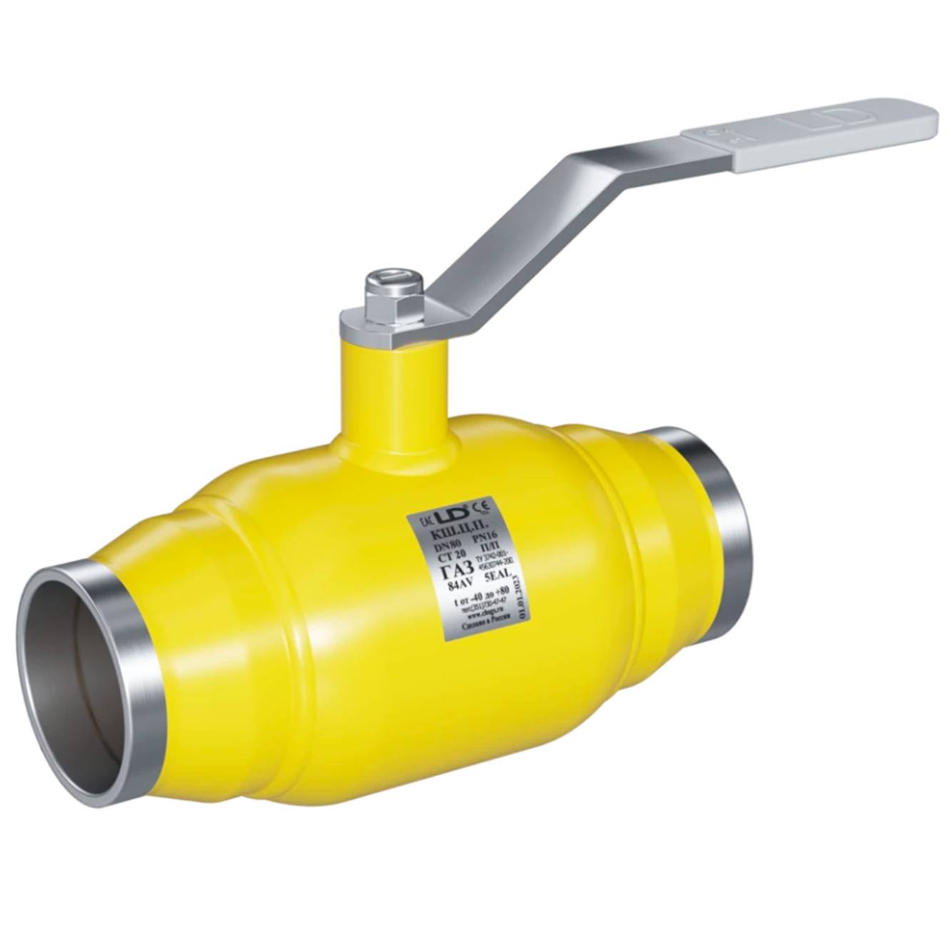 Кран шаровой стальной приварной LD Gas Ду20 Ру40 полнопроходной