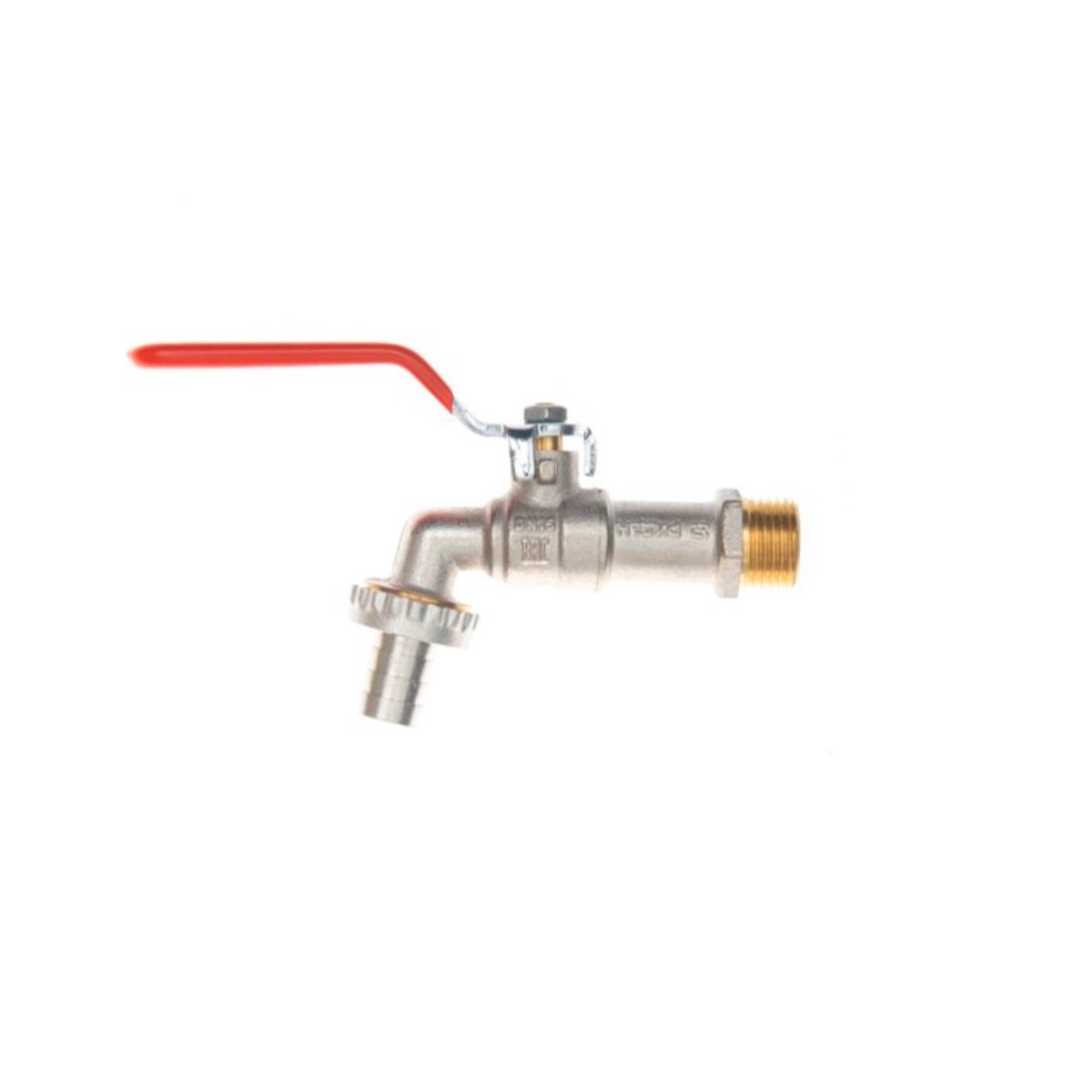 Кран шаровой латунный РИДАН BVR-CR DN25 PN10 c наружной резьбой и насадкой под шланг, рычаг