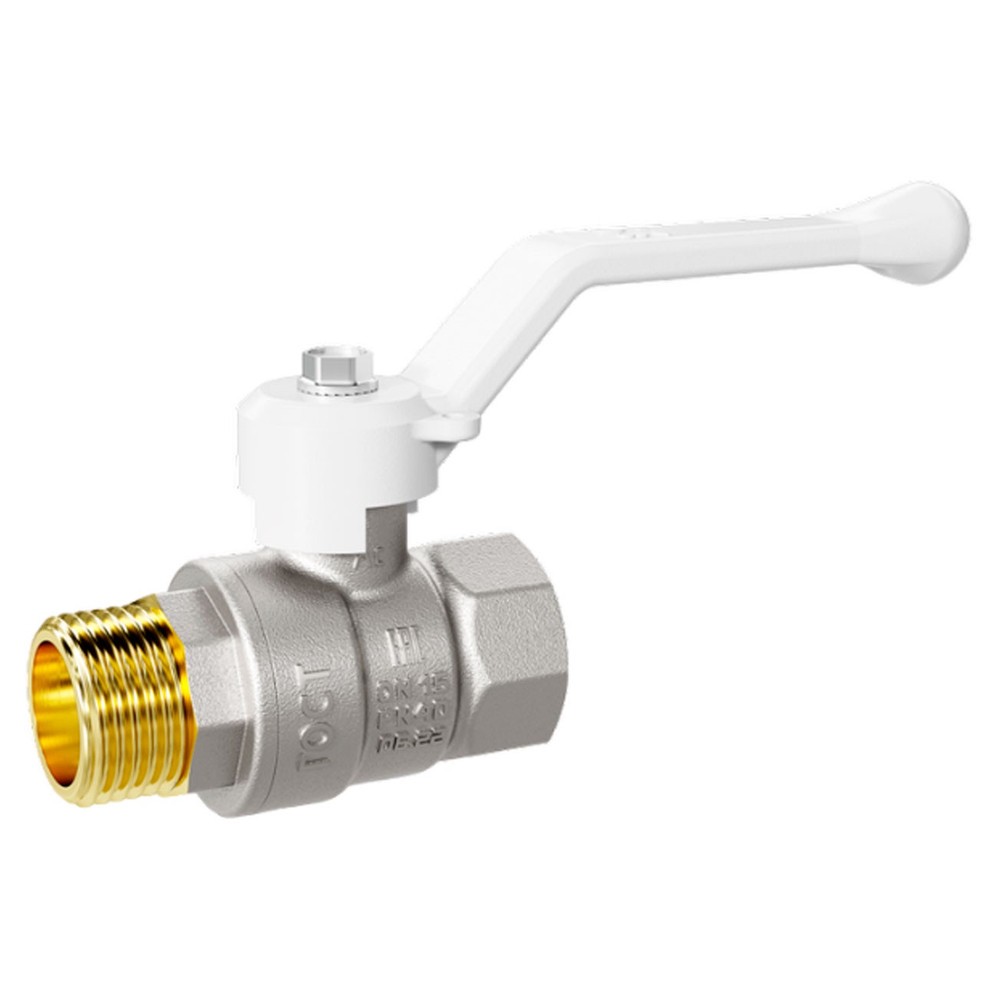 Кран шаровой латунный LD Pride 47.40.В-Н.Р Ду 40 Ру 25 white (рычаг с бир.)