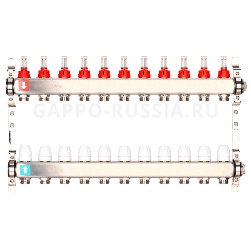 Коллектор регулируемый c расходомерами из нержавеющей стали Gappo G424.11 11-вых. 1