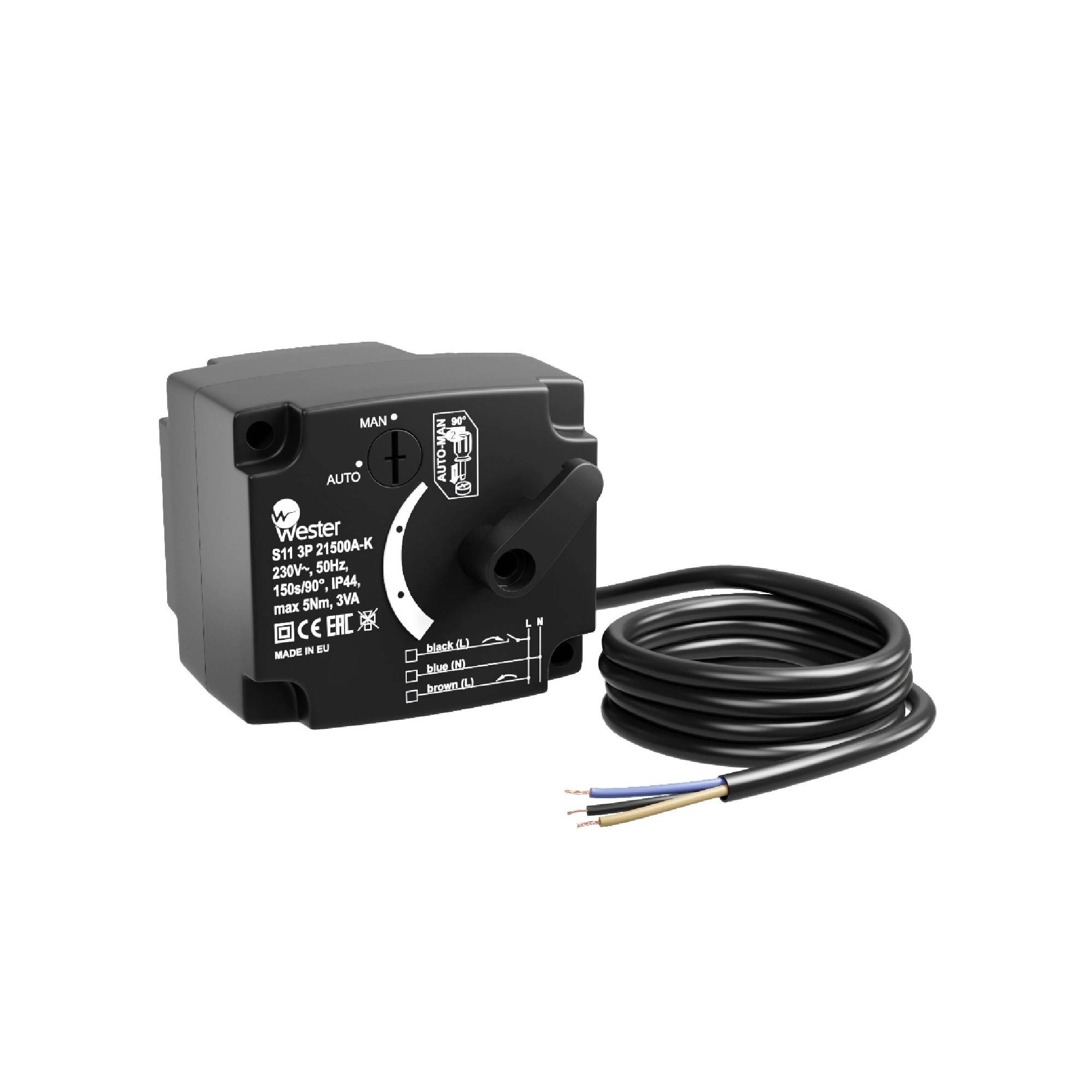 Сервопривод поворотный S11 3P 21500A-K 230 VAC 50 Hz 150s/90 3-точ. SPDT 5 Nm