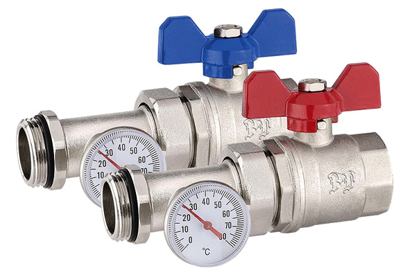 вентиль○ ¼обор с термометром и полусгоном  1 