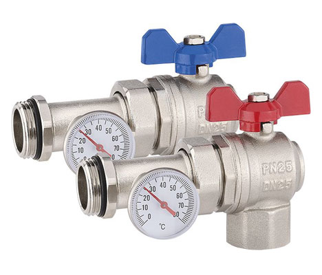 вентиль○ угл.¼обор с термометром и полусгоном 1 