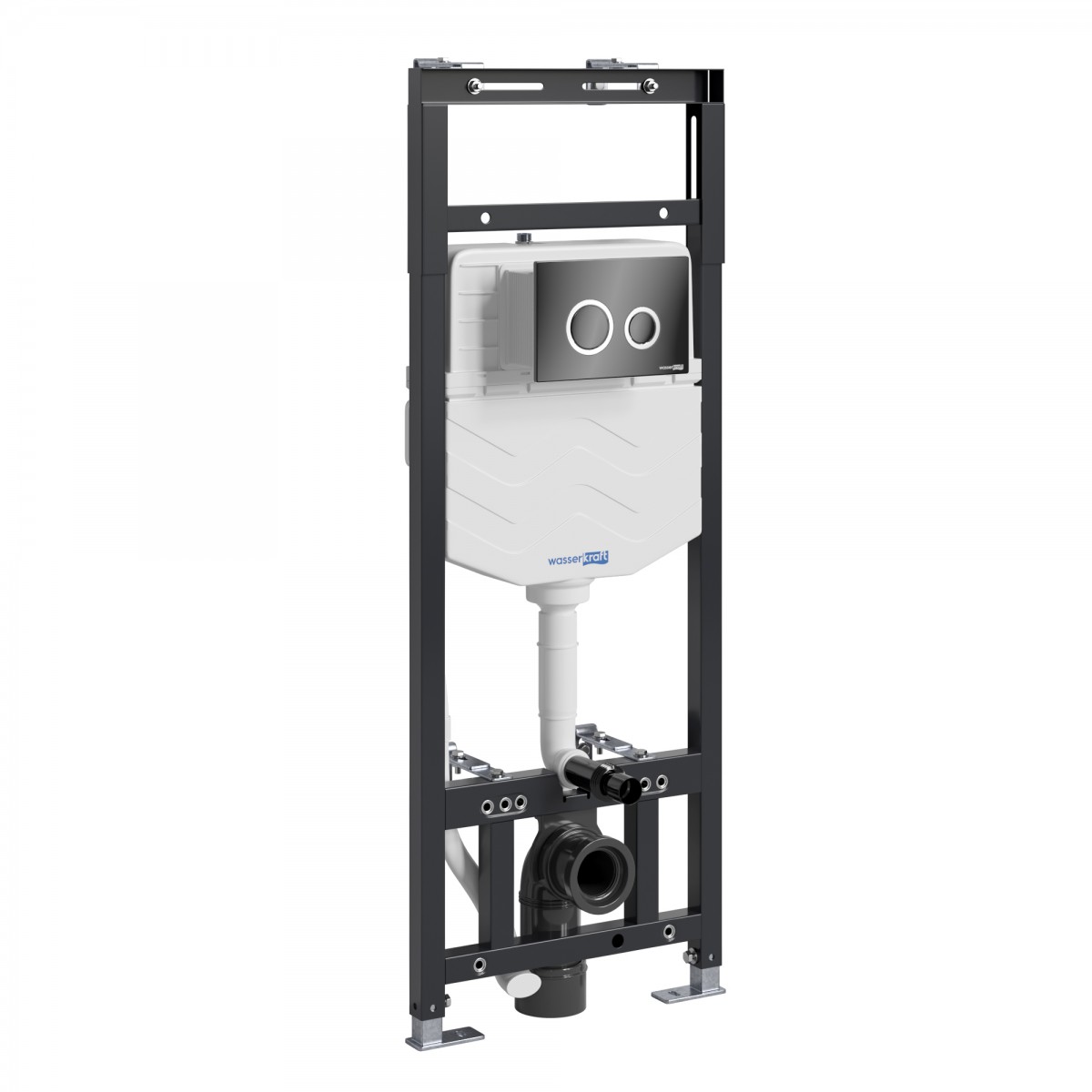 Инсталляция для подвесного унитаза WasserKraft Alme 15TLT.010.ME.PB01 (цвет клавиши чёрный/хром)