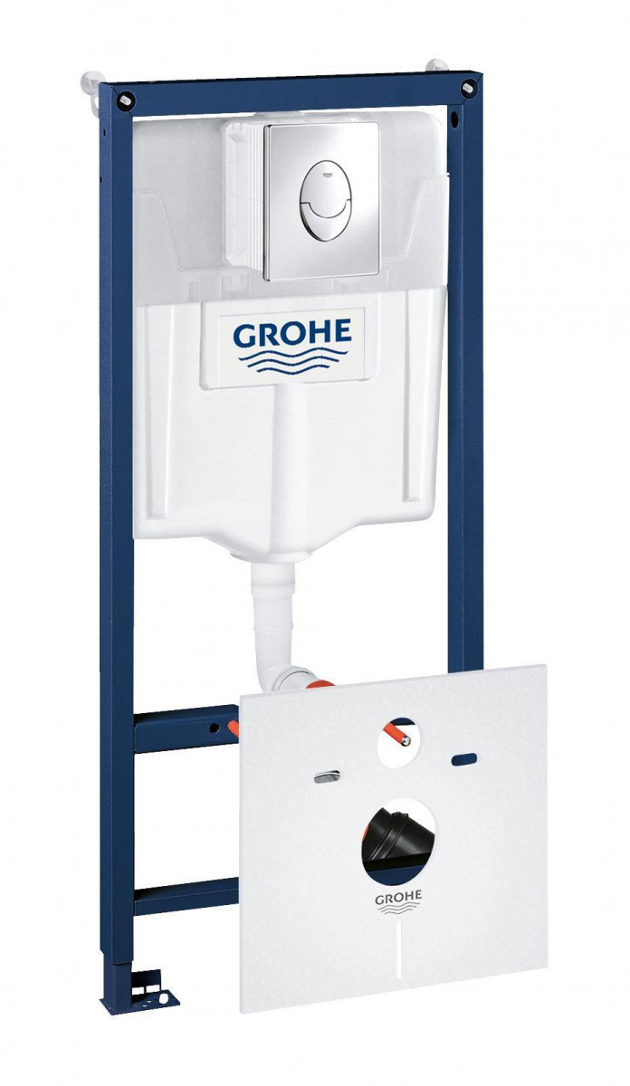 Инсталляция для подвесного унитаза Grohe Rapid-SL 4 в 1 38750001 (кнопка смыва овальная, цвет хром)