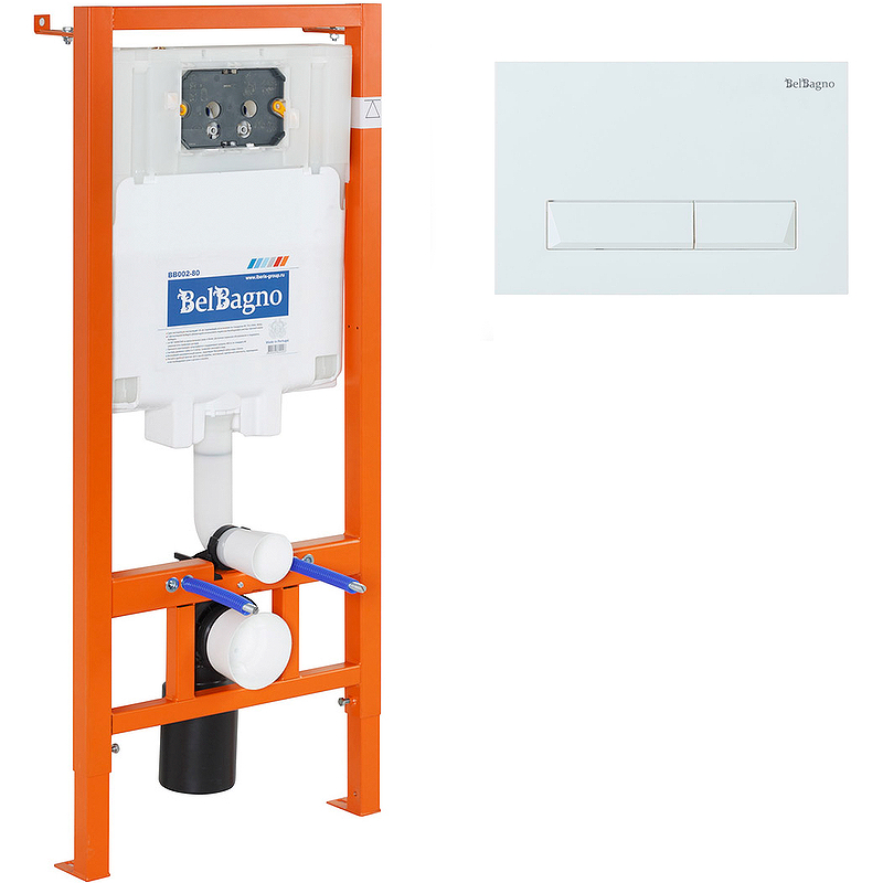 Инсталляция для подвесного унитаза BelBagno BB002-80/BB009-MR-BIANCO (цвет клавиши белый)