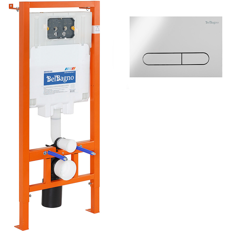 Инсталляция для подвесного унитаза BelBagno BB002-80/BB005-PR-CHROME (цвет клавиши хром)
