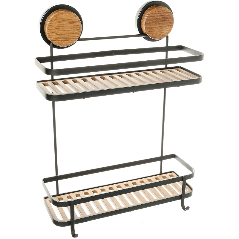 Полка для ванной комнаты Fixsen Magic Wood 950B-2 (дерево/чёрный матовый)