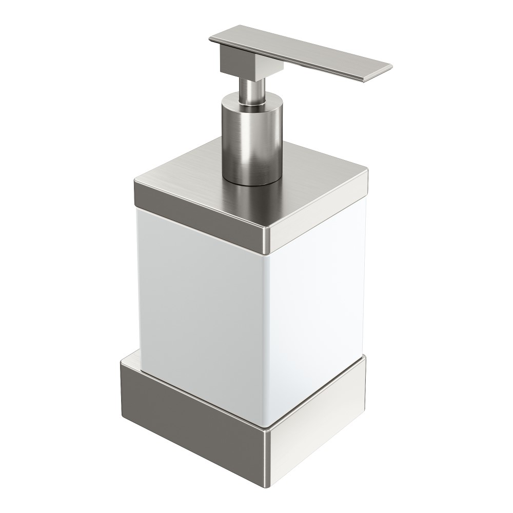 Дозатор Boheme Qubic 10727-NB (никель брашированный/стекло матовое) настенный