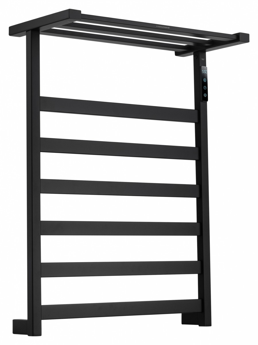 Электрический полотенцесушитель Wonzon&Woghand FRANKFURT WW-A1026-MB 640*480 мм (чёрный матовый) с полкой