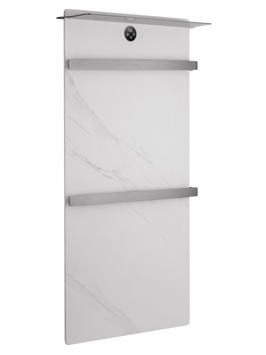 Электрический полотенцесушитель Wonzon&Woghand Stuttgart WW-A504W-GM 806*430 мм (тёмный графит) с каменной плитой белый мрамор