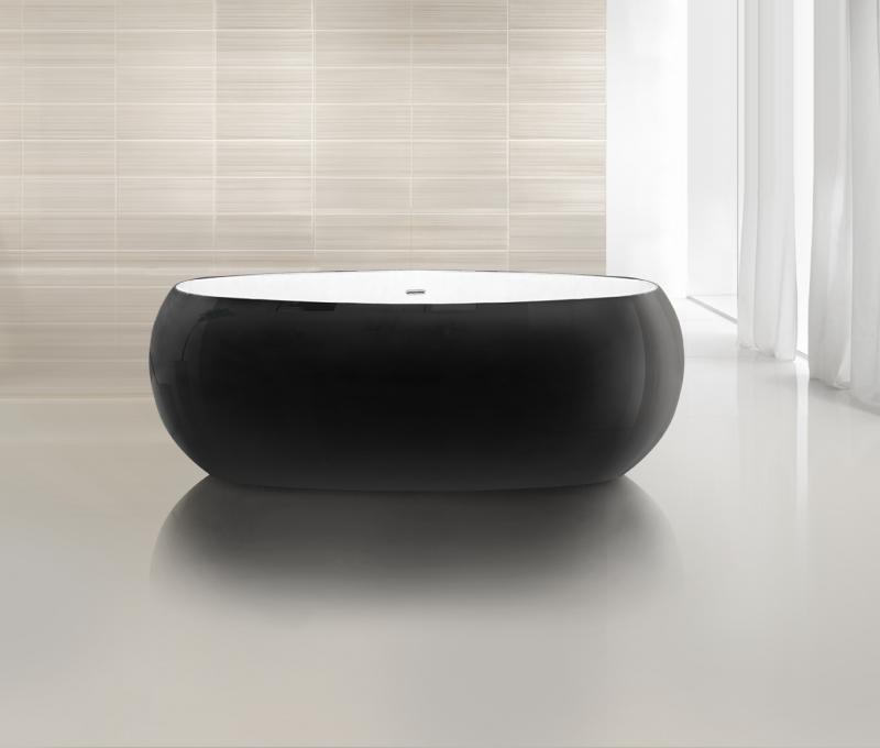 Ванна акриловая BelBagno BB18-NERO/BIA 180*90 см (черный/белый)