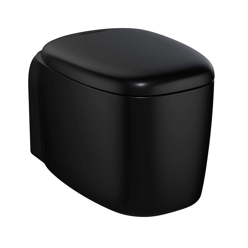 Подвесной унитаз Vitra Plural 7830B483-0075 безободковый (чёрный матовый)