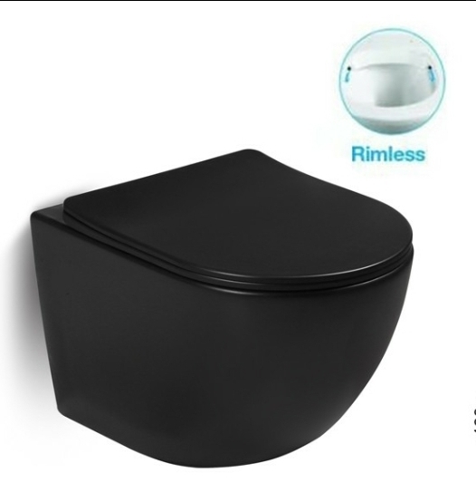 Подвесной унитаз SantiLine SL-5018MB безободковый (черный матовый)