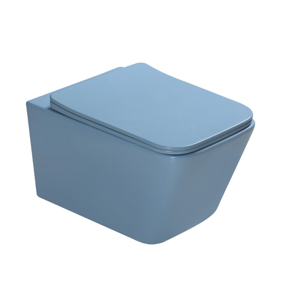 Подвесной унитаз SantiLine SL-5007BL безободковый (голубой матовый)