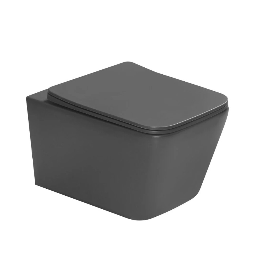 Подвесной унитаз SantiLine SL-5007DG безободковый (тёмно-серый матовый)