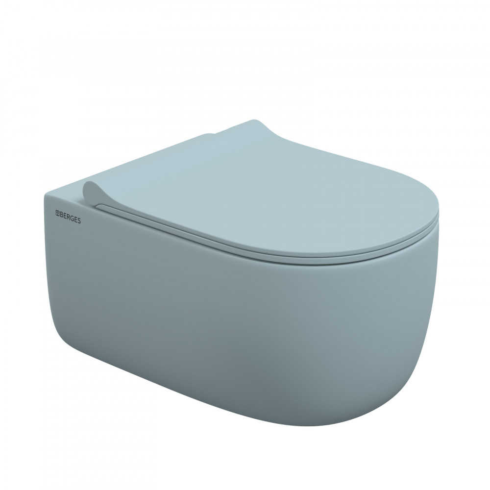 Подвесной унитаз Berges Ego XL 083229 безободковый (голубой матовый)