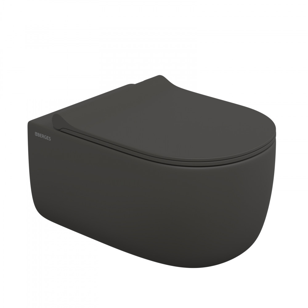 Подвесной унитаз Berges Ego XL 083218 безободковый (антрацит матовый)