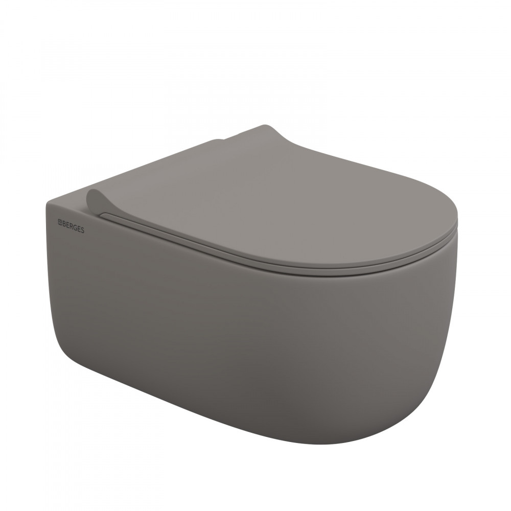 Подвесной унитаз Berges Ego XL 083216 безободковый (серый матовый)
