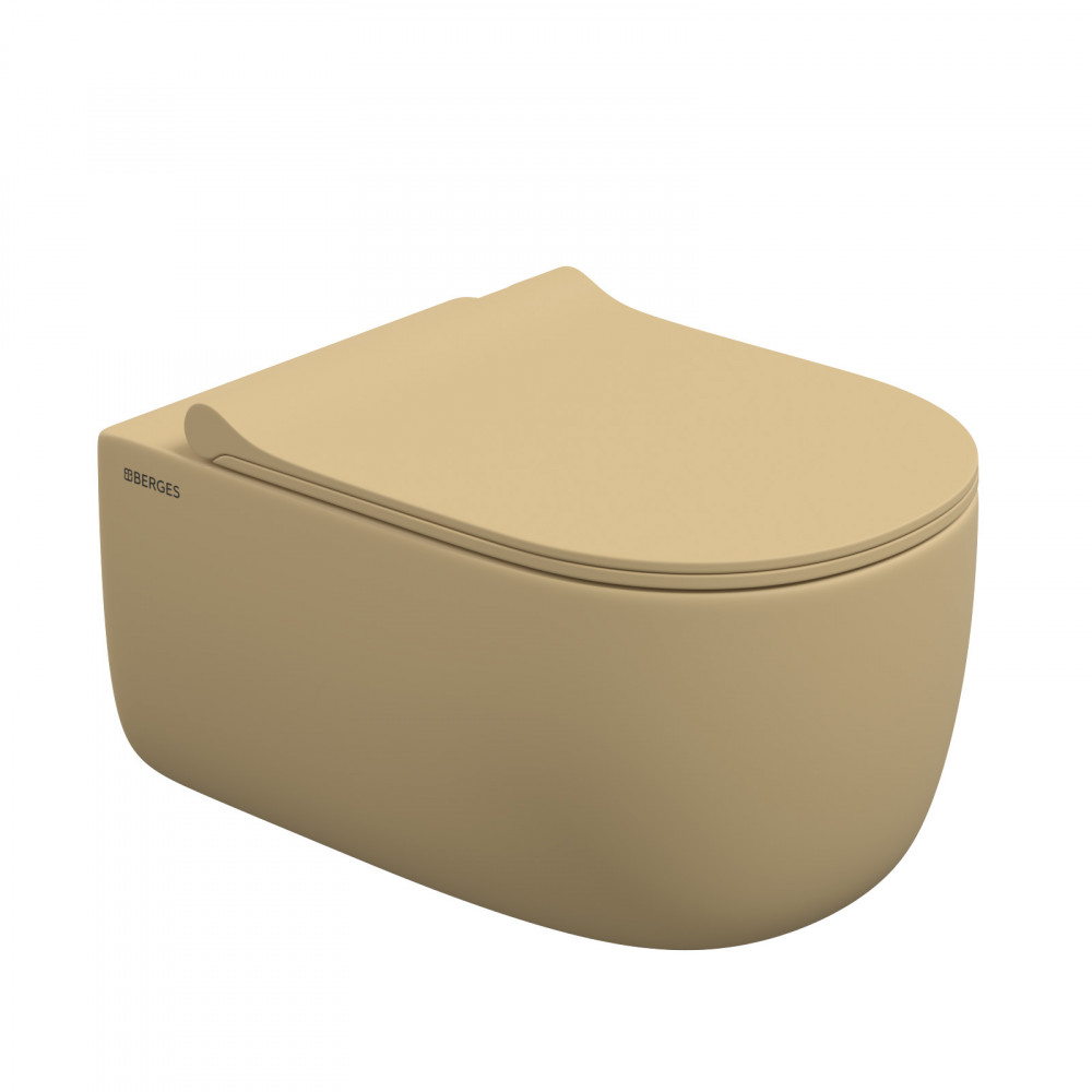 Подвесной унитаз Berges Ego XL 083211 безободковый (кашемир матовый)