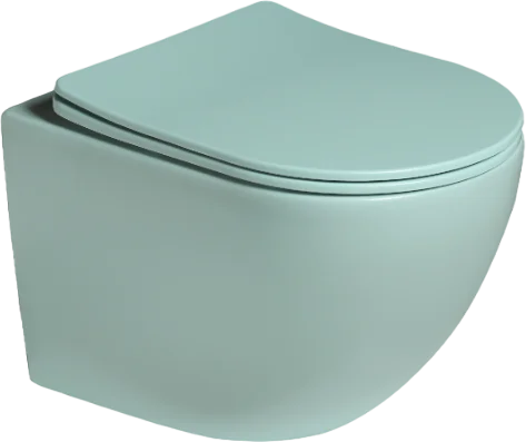 Подвесной унитаз SantiLine SL-5103 безободковый (светло-зелёный матовый)