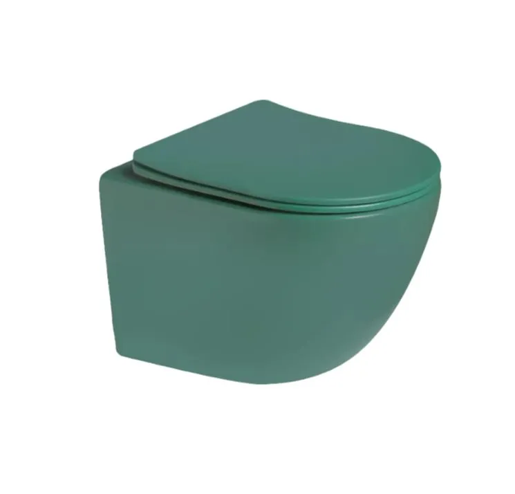 Подвесной унитаз SantiLine SL-5107 безободковый (зелёный матовый)