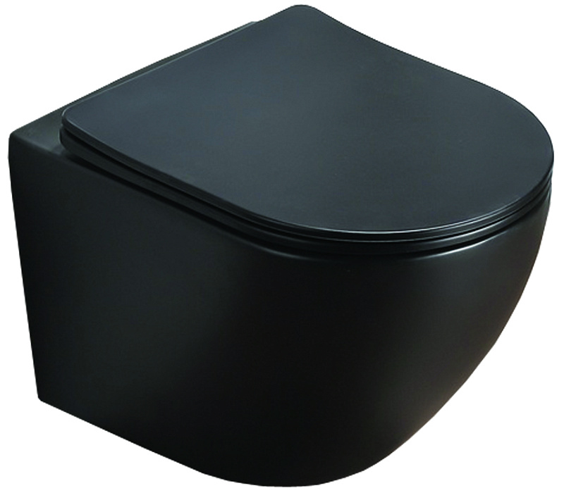 Подвесной унитаз Azario Grado AZ-0046-MB SP безободковый (чёрный матовый)