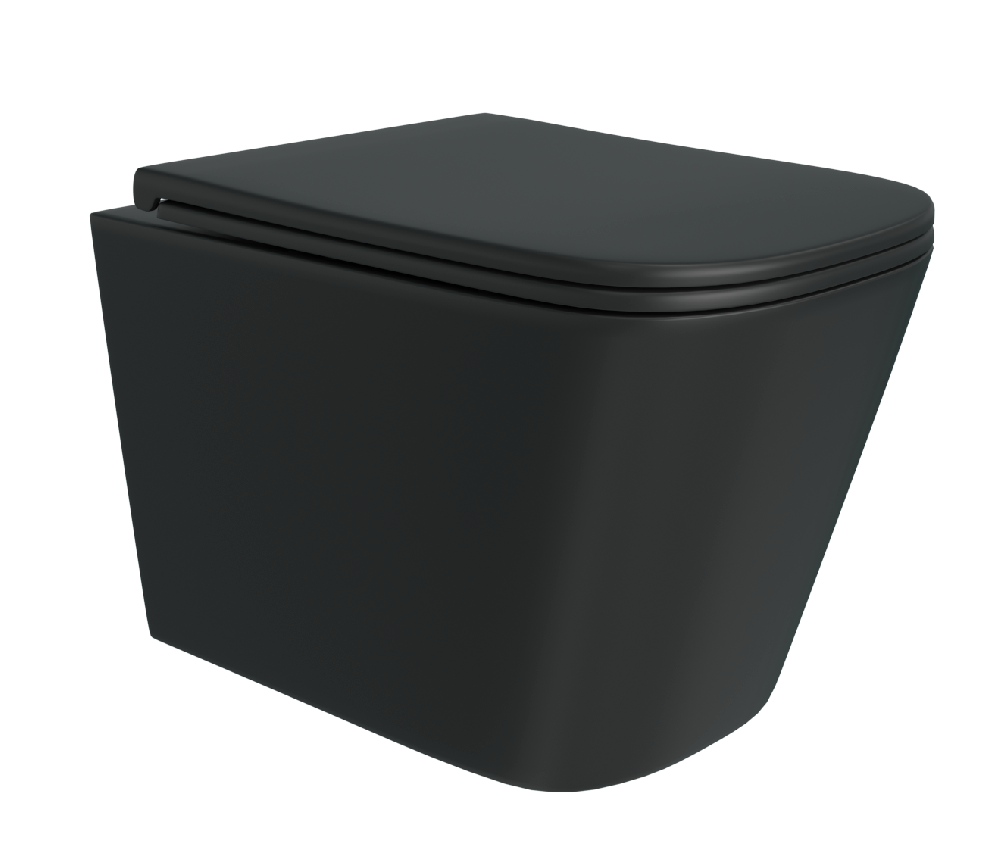 Подвесной унитаз Alpen Modern Black ALP2440302MB безободковый (чёрный матовый)
