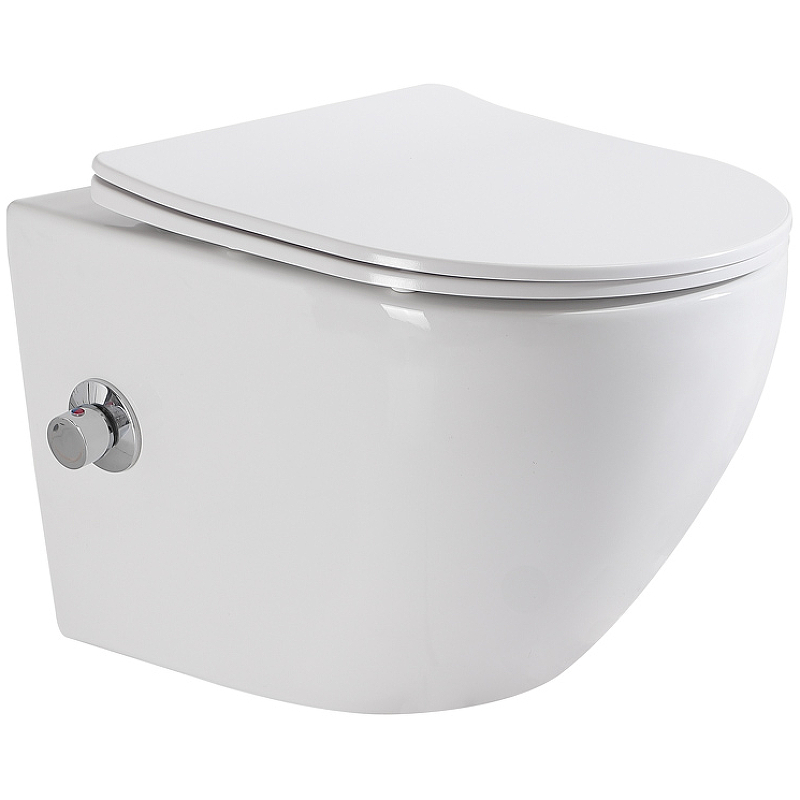 Подвесной унитаз BelBagno UNO BB3105CHR-BS/SC безободковый (белый) с функцией биде
