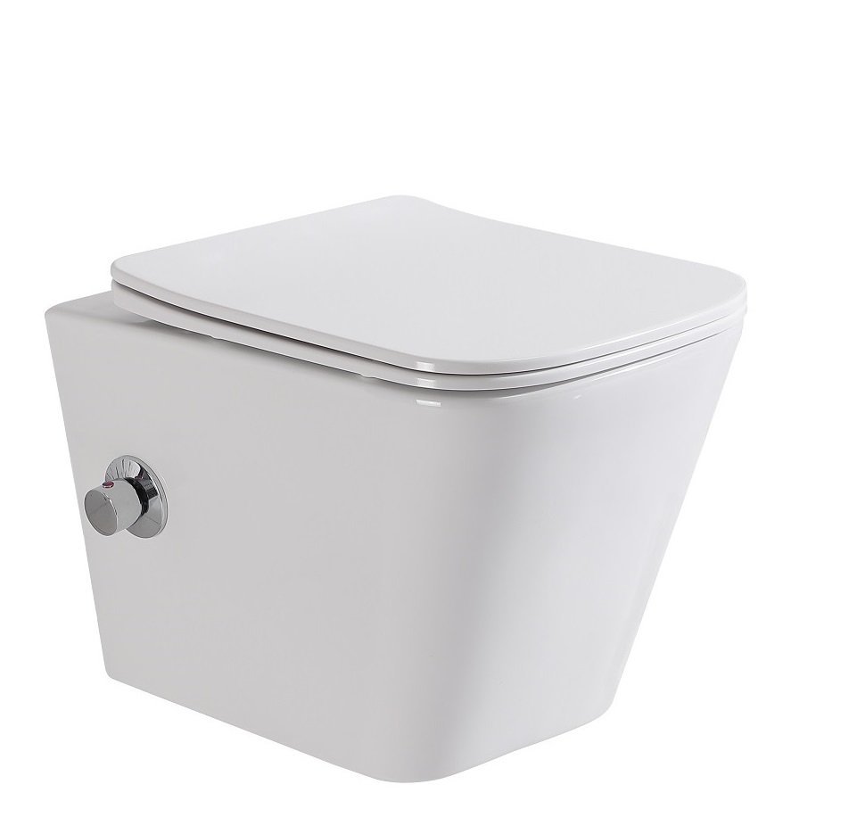 Подвесной унитаз BelBagno DUE BB3103CHR-BS/SC безободковый (белый) с функцией биде