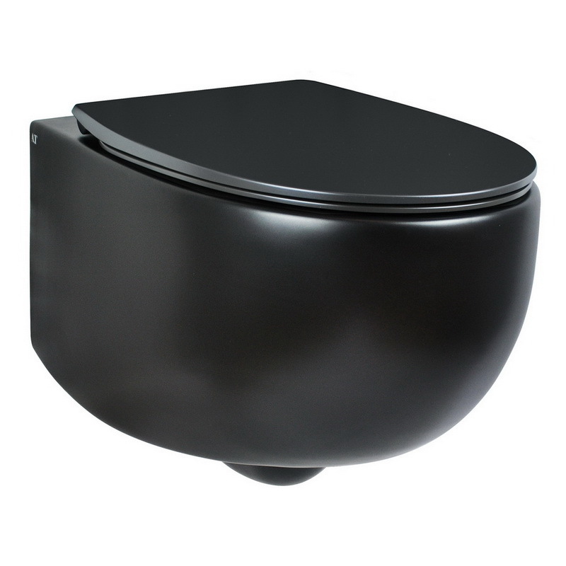 Подвесной унитаз AeT Dot S555T0R0V6105 безободковый (черный матовый)
