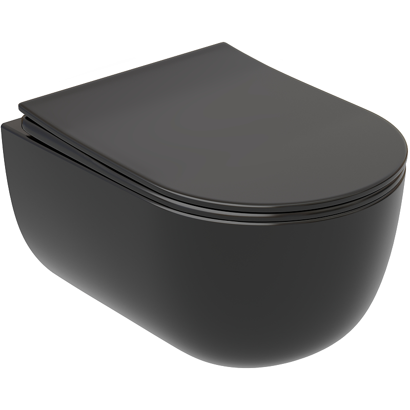 Подвесной унитаз Ceramica Nova Modena Rimless CN6063MB безободковый (чёрный матовый)
