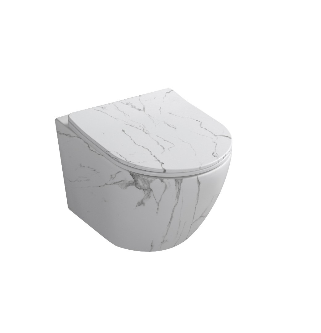 Подвесной унитаз Cerutti SPA Sella Aria Tornado MMW CT9532 безободковый (мрамор белый матовый)