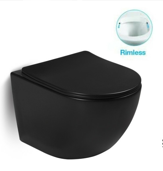 Подвесной унитаз SantiLine SL-5002MB безободковый (черный матовый)
