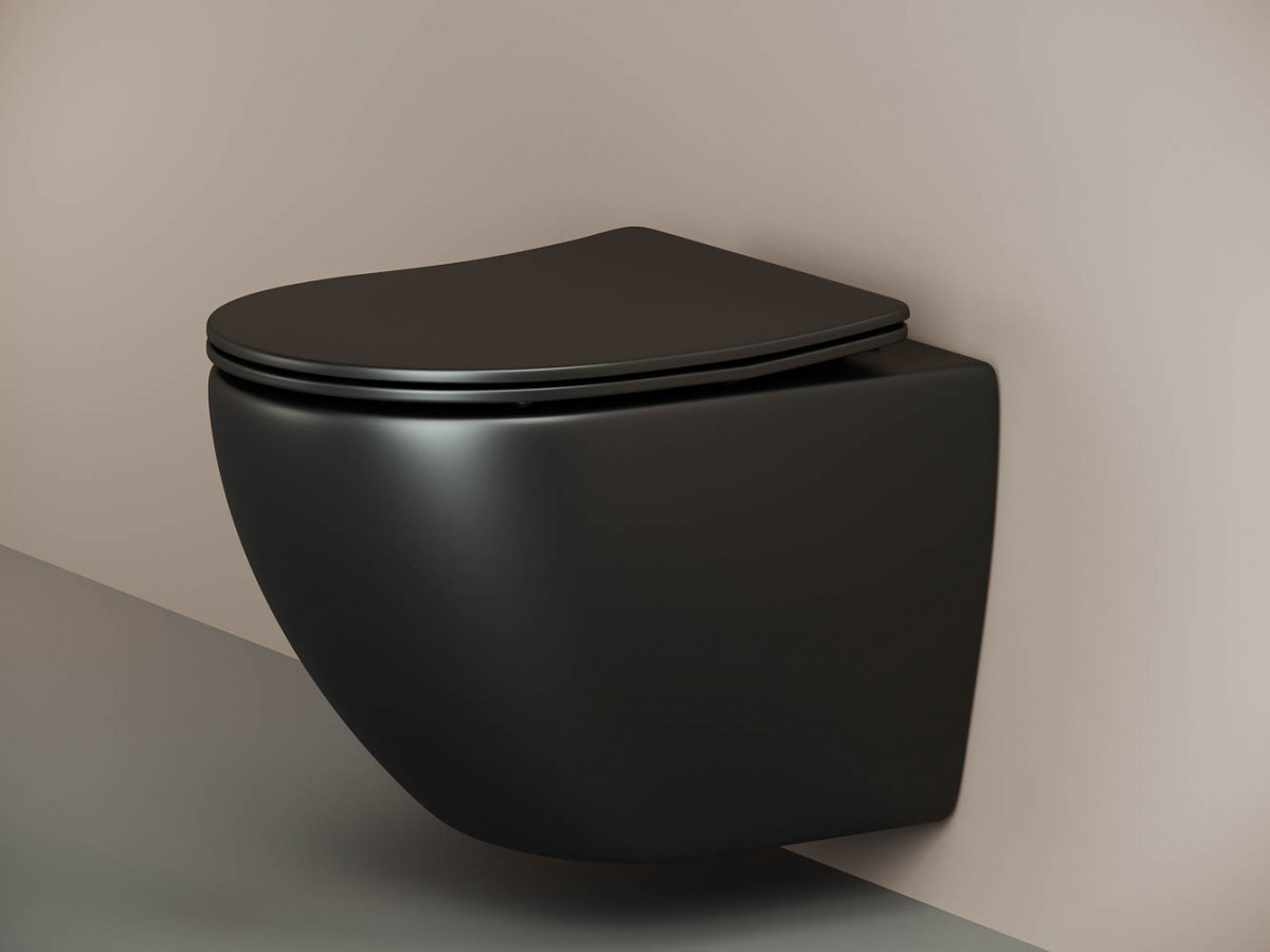 Подвесной унитаз Ceramica Nova Metropol CN4002MB безободковый  (черный матовый)