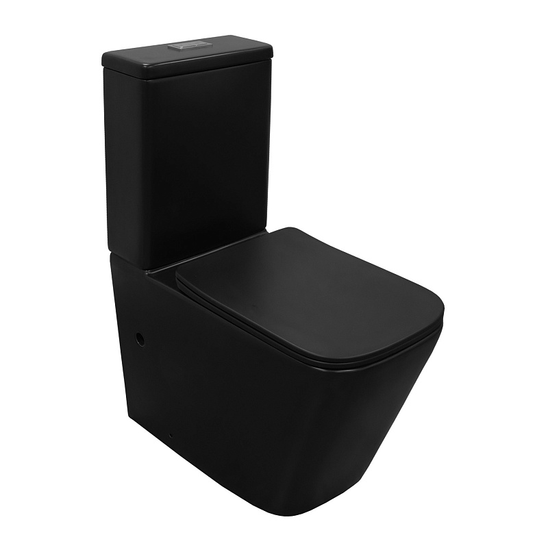 Унитаз-компакт Azario Black King AZ-8303D безободковый (чёрный матовый)