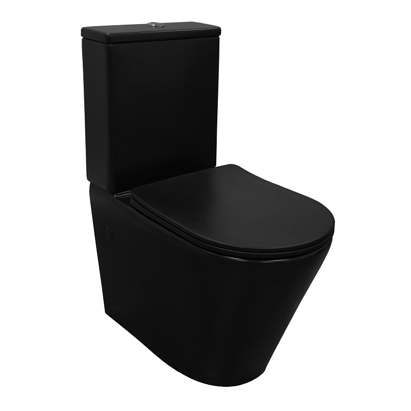 Унитаз-компакт Azario Black Queen AZ-8380 безободковый (чёрный матовый)