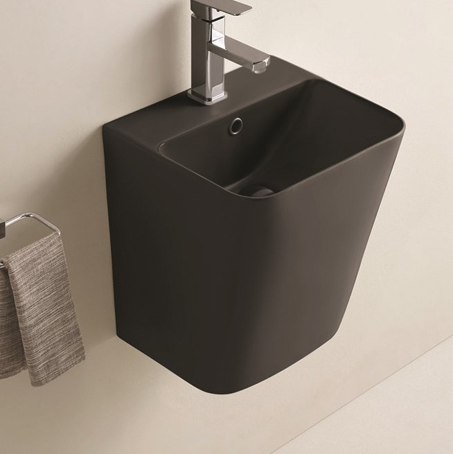 Раковина подвесная CeramaLux 500QMB 380*340 мм (черный матовый)