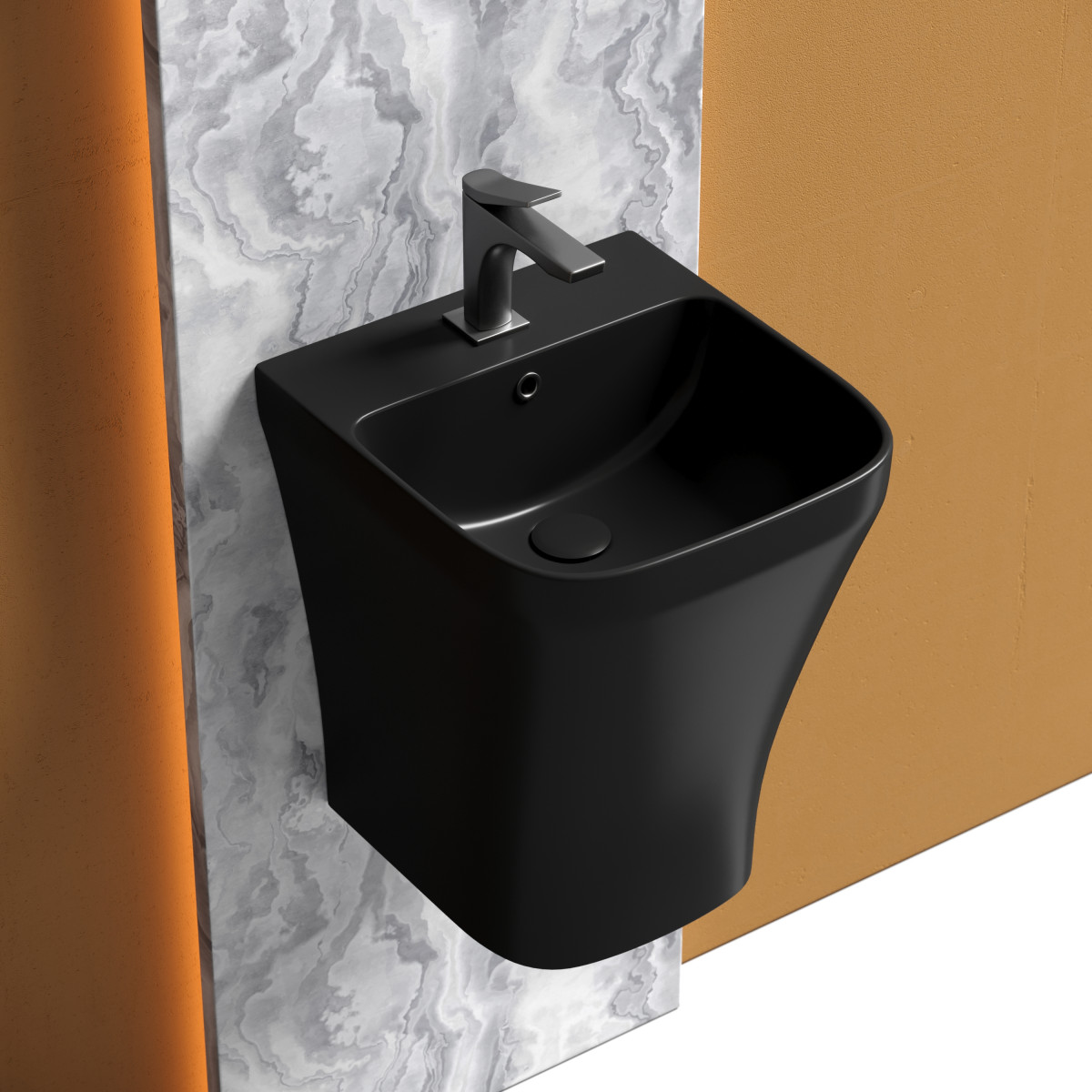 Раковина-моноблок подвесная Ceramica Nova Dion CN6067MB 365*406 мм (чёрный матовый)