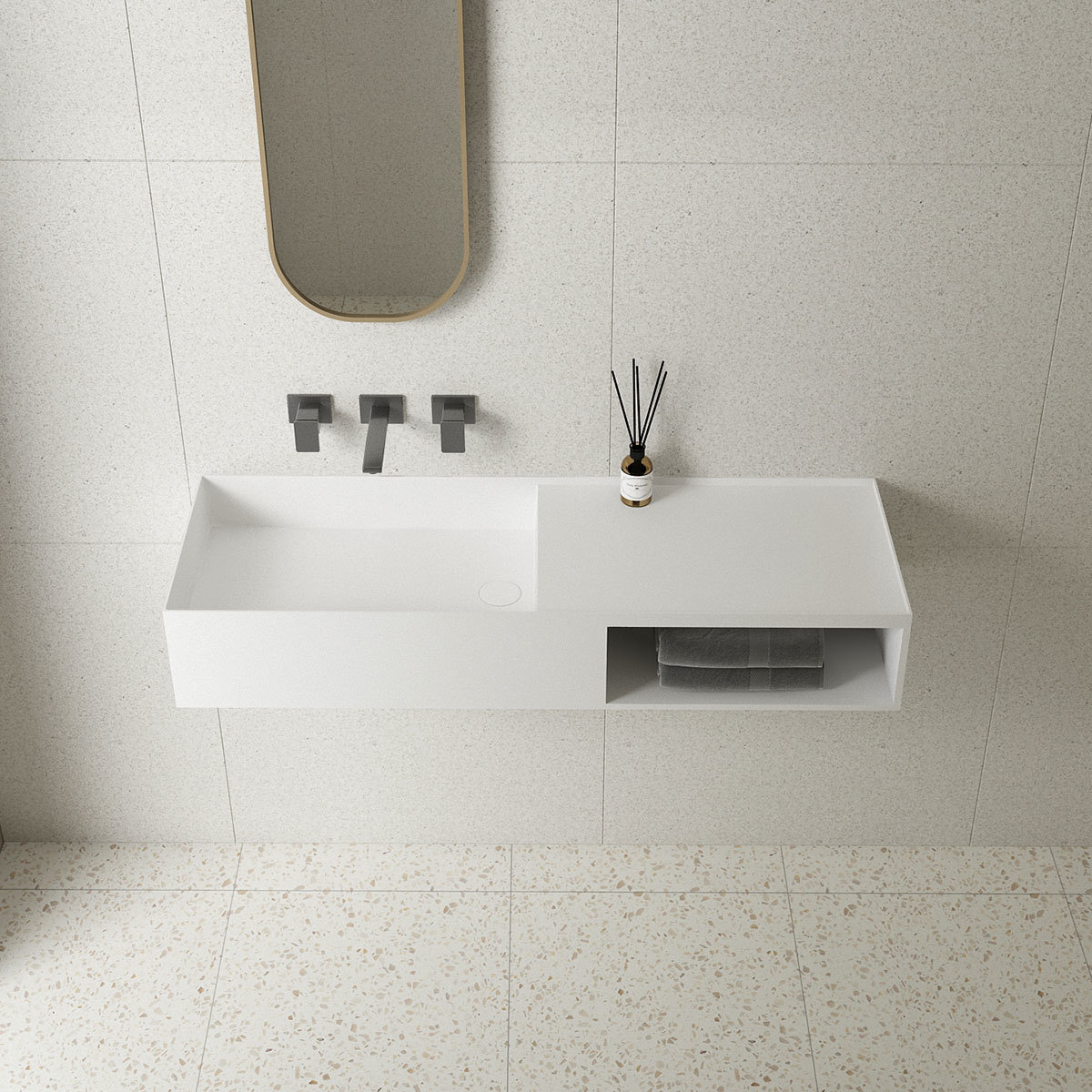 Раковина подвесная Vincea Solid Surface VWB-6S180MW 800*400 мм (белый матовый)