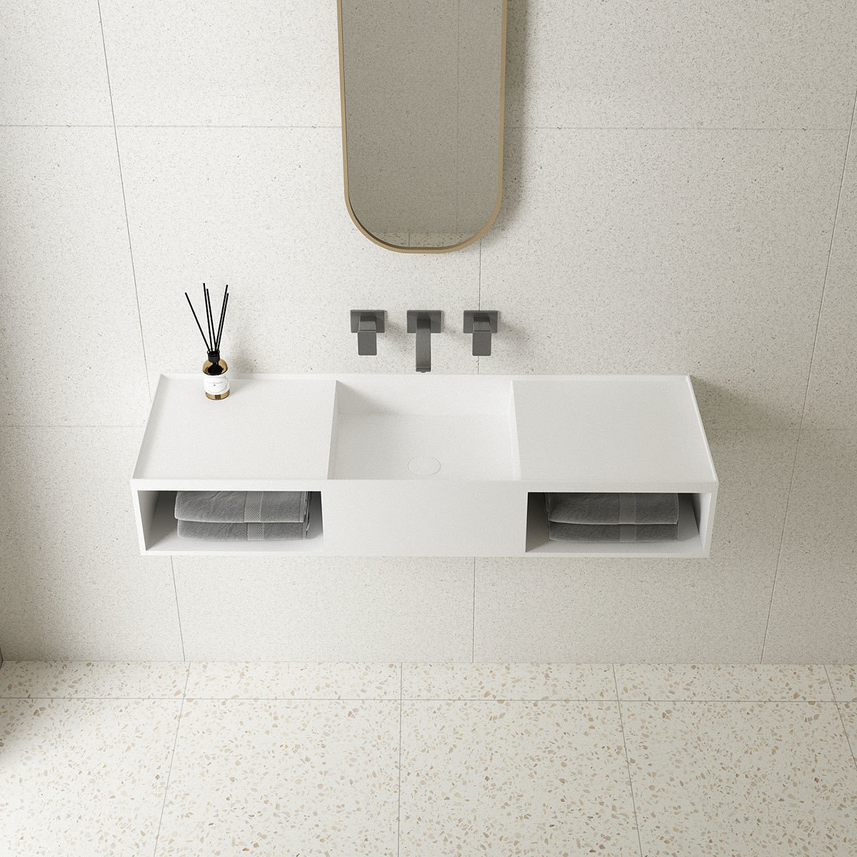 Раковина подвесная Vincea Solid Surface VWB-6S212MW 1200*400 мм (белый матовый)