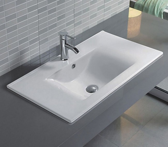 Раковина встраиваемая CeramaLux JY-807-70 715*470 мм (белый)