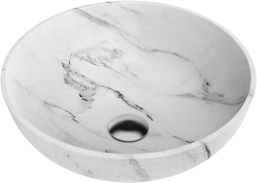 Раковина встраиваемая Omoikiri Hitomi WH Marble 400*400 мм (белый мрамор)