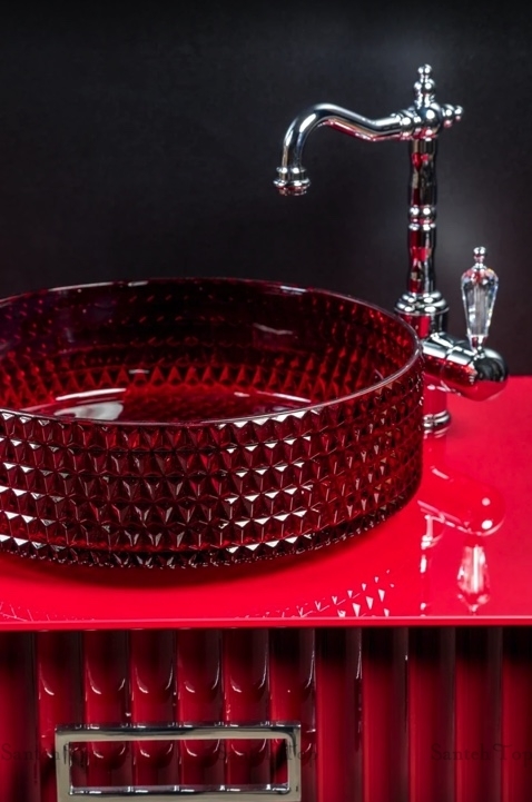 Раковина накладная Boheme NeoArt 817-R 390*390 мм (рубин)